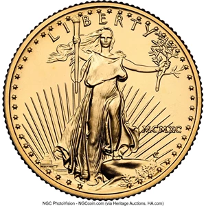 image for: 1990 $10 Quarter-Ounce Gold Eagle MS69 NGC. Mintage 41,000. ...