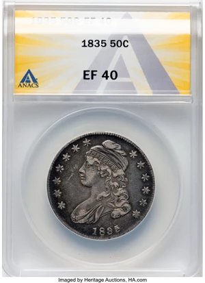 image for: 1835 50C O-105, R.2, XF40 ANACS. Mintage 5,352,006....