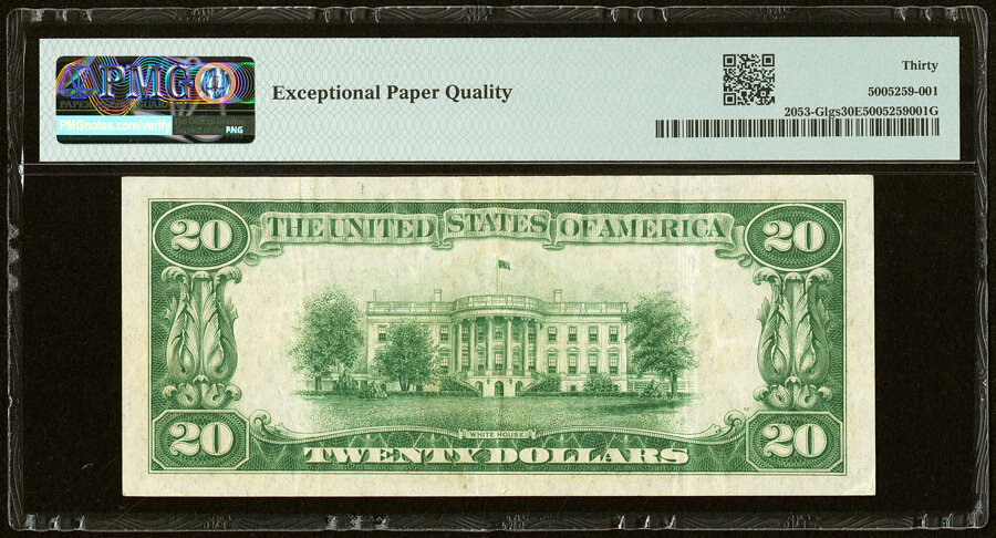 image for: Fr. 2053-G $20 1928C Light Green Seal Federal Reserve Note. PMG Very Fine 30 EPQ....