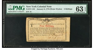 image for: New York January 6, 1776 (Water Works) 4s PMG Choice Uncirculated 63 EPQ....