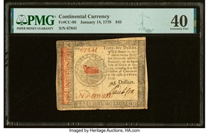 image for: Continental Currency January 14, 1779 $45 PMG Extremely Fine 40....