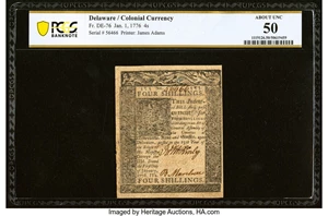 image for: Delaware January 1, 1776 4s PCGS Banknote About Unc 50....