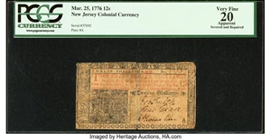 image for: New Jersey March 25, 1776 12s PCGS Apparent Very Fine 20....