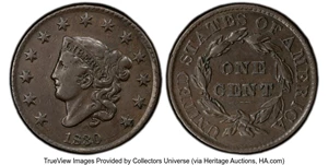 image for: 1830 1C Large Letters, N-4, R.2, VF35 PCGS. Mintage 1,711,500....