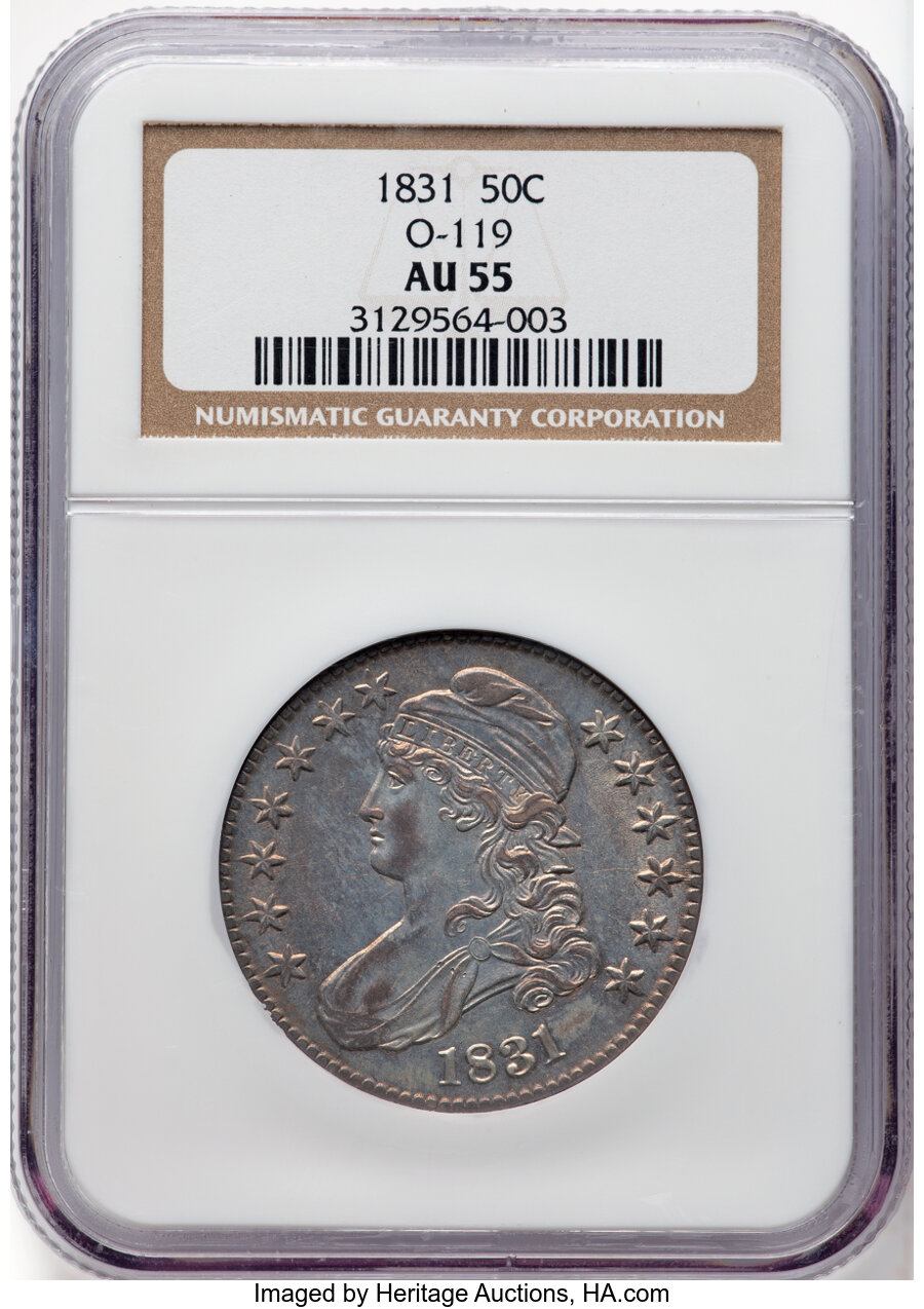 image for: 1831 50C O-119, R.3, AU55 NGC. NGC Census: (3/8).  Mintage 5,873,660....