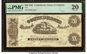 image for: T9 $20 1861 PF- 13 Cr. 32 PMG Very Fine 20....