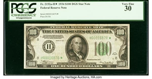 image for: Fr. 2152-H* $100 1934 Federal Reserve Note. PCGS Very Fine 30....