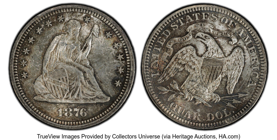 1876 Liberty Seated Quarter Mint State (MS) Pricing Guide