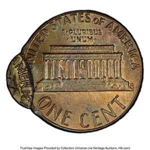 image for: 1983 1C Lincoln Cent -- Double Struck, 2nd Strike 90% Off Center -- MS66 Brown PCGS. Mintage 7,752,355,000....