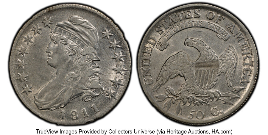 image for: 1811 50C Small 8, O-111a, R.3, XF40 PCGS....