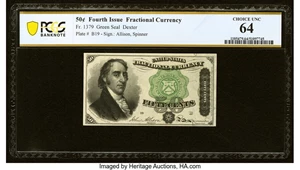 image for: Fr. 1379 50¢ Fourth Issue Dexter PCGS Banknote Choice Unc 64....