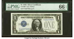 image for: Fr. 1600 $1 1928 Silver Certificate. PMG Gem Uncirculated 66 EPQ....