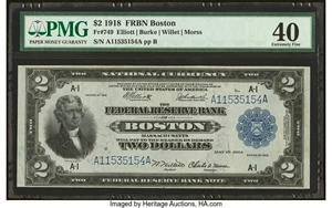 image for: Fr. 749 $2 1918 Federal Reserve Bank Note PMG Extremely Fine 40....