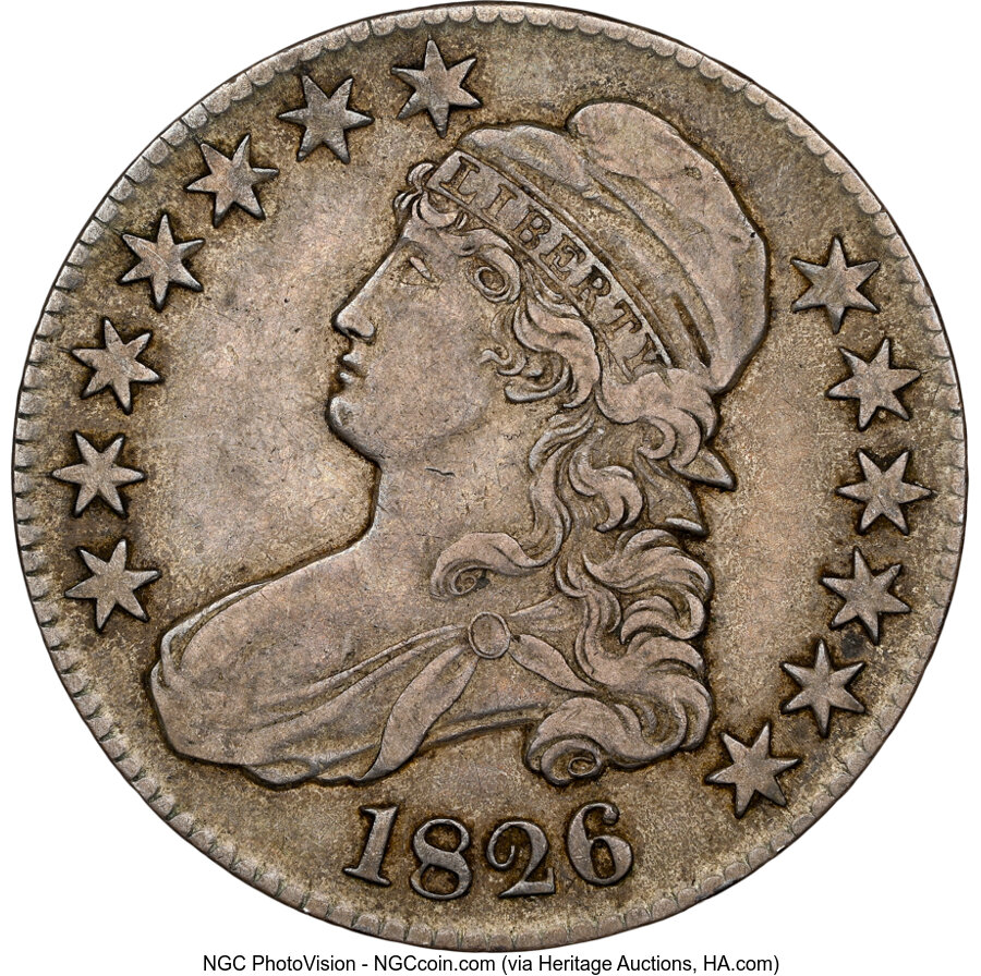 image for: 1826 50C O-113, R.4, VF30 NGC.  Mintage 4,000,000....