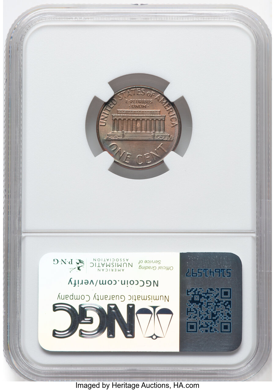 image for: 1976 1C Lincoln Cent -- Obverse Die Break, LC-76-1 -- MS63 Brown NGC. NGC Census: (4/20)....