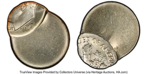 image for: 1979-D 10C Roosevelt Dime -- Struck 80% Off-Center -- MS62 PCGS. PCGS Population: (1/422 and 0/3+). Mintage 390,921,184....