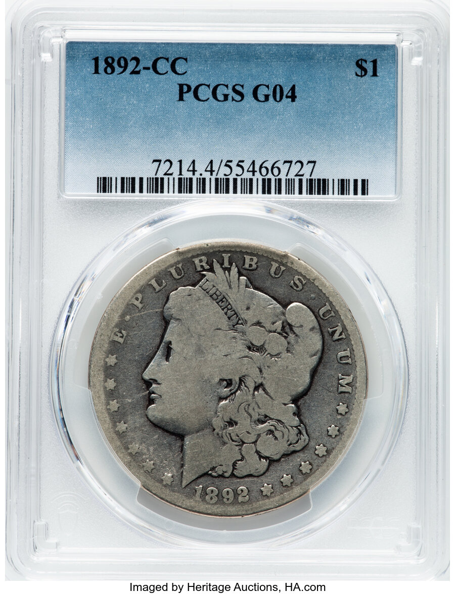 1892-CC $1 Good 4 PCGS. Mintage 1,352,000. ...