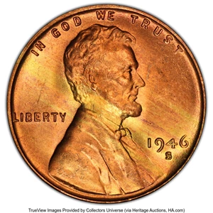 image for: 1946-S/D 1C Overmintmark, FS-511, MS64 Red PCGS. PCGS Population: (14/46 and 0/3+)....
