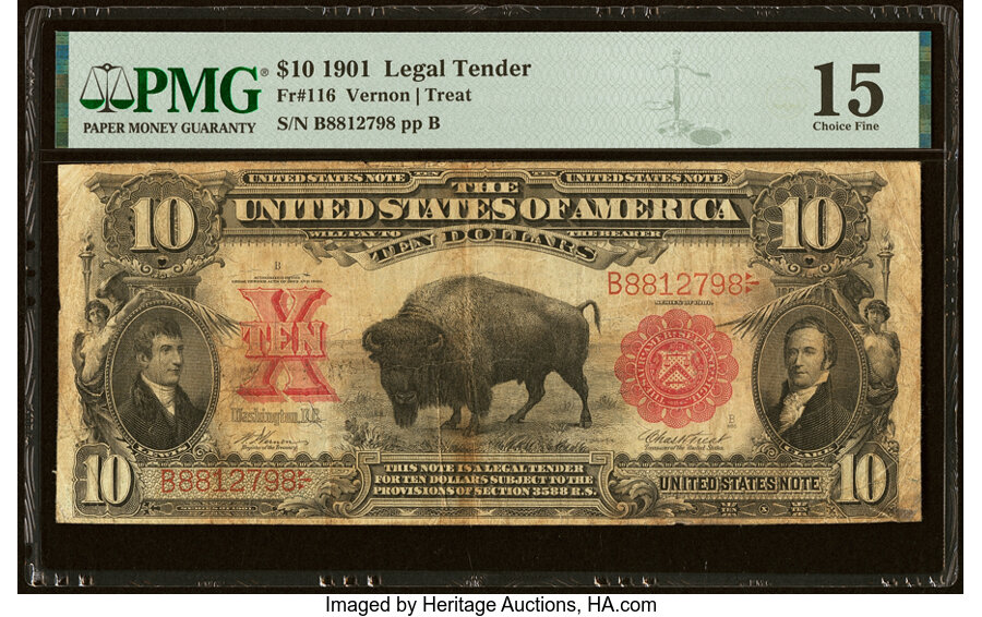 image for: Fr. 116 $10 1901 Legal Tender PMG Choice Fine 15....