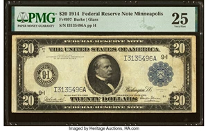 image for: Fr. 997 $20 1914 Federal Reserve Note PMG Very Fine 25....