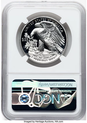 image for: 2021-W $25 Palladium Eagle, First Day of Issue, High Relief, PR70 Ultra Cameo NGC. Hand-signed, Mike Castle....