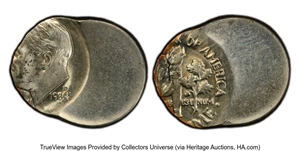 image for: 1984-D 10C Roosevelt Dime -- Struck 55% Off-Center -- MS63 PCGS. PCGS Population: (1/336 and 0/4+). Mintage 704,803,976....