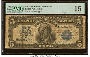 image for: Fr. 277 $5 1899 Silver Certificate PMG Choice Fine 15....