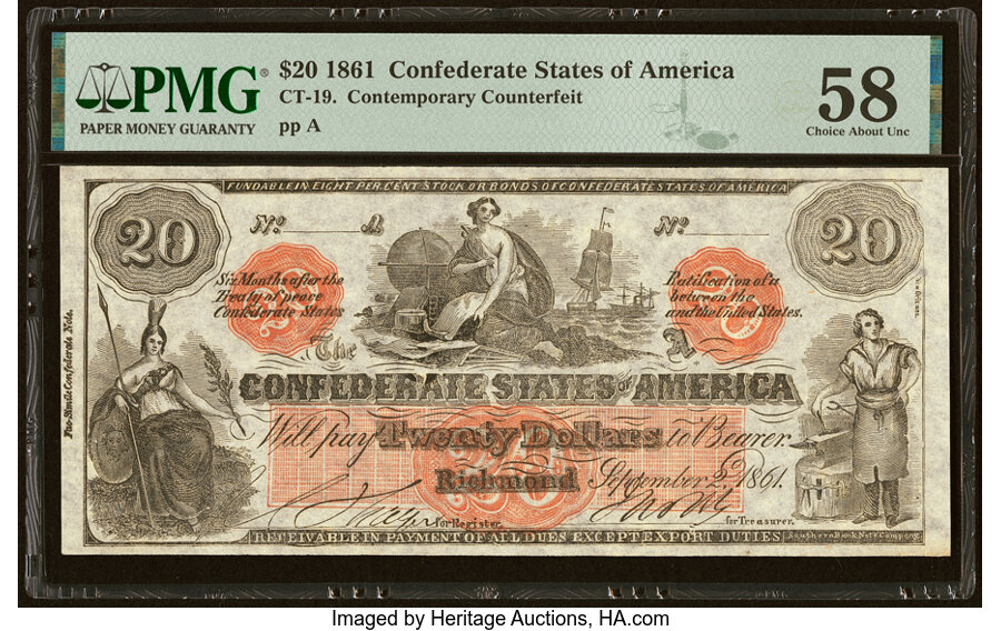 image for: CT19/137 $20 1861 Contemporary Counterfeit PMG Choice About Unc 58....