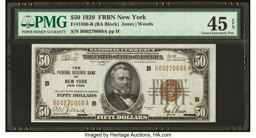 image for: Fr. 1880-B $50 1929 Federal Reserve Bank Note. PMG Choice Extremely Fine 45 EPQ....