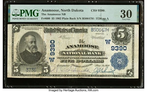 image for: Anamoose, ND - $5 1902 Plain Back Fr. 600 The Anamoose National Bank Ch. # (W)9390 PMG Very Fine 30....