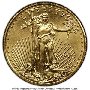 image for: 2009 $5 Tenth-Ounce Gold Eagle MS70 PCGS. Mintage 270,000. ...