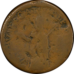 image for: Undated (ca. 1652-1674) St. Patrick Farthing. Martin 4b.1-Ge.3, W-11500. Rarity-6. Copper. Sea Beasts Below King, Stars in Legend. Good-4 (PCGS).