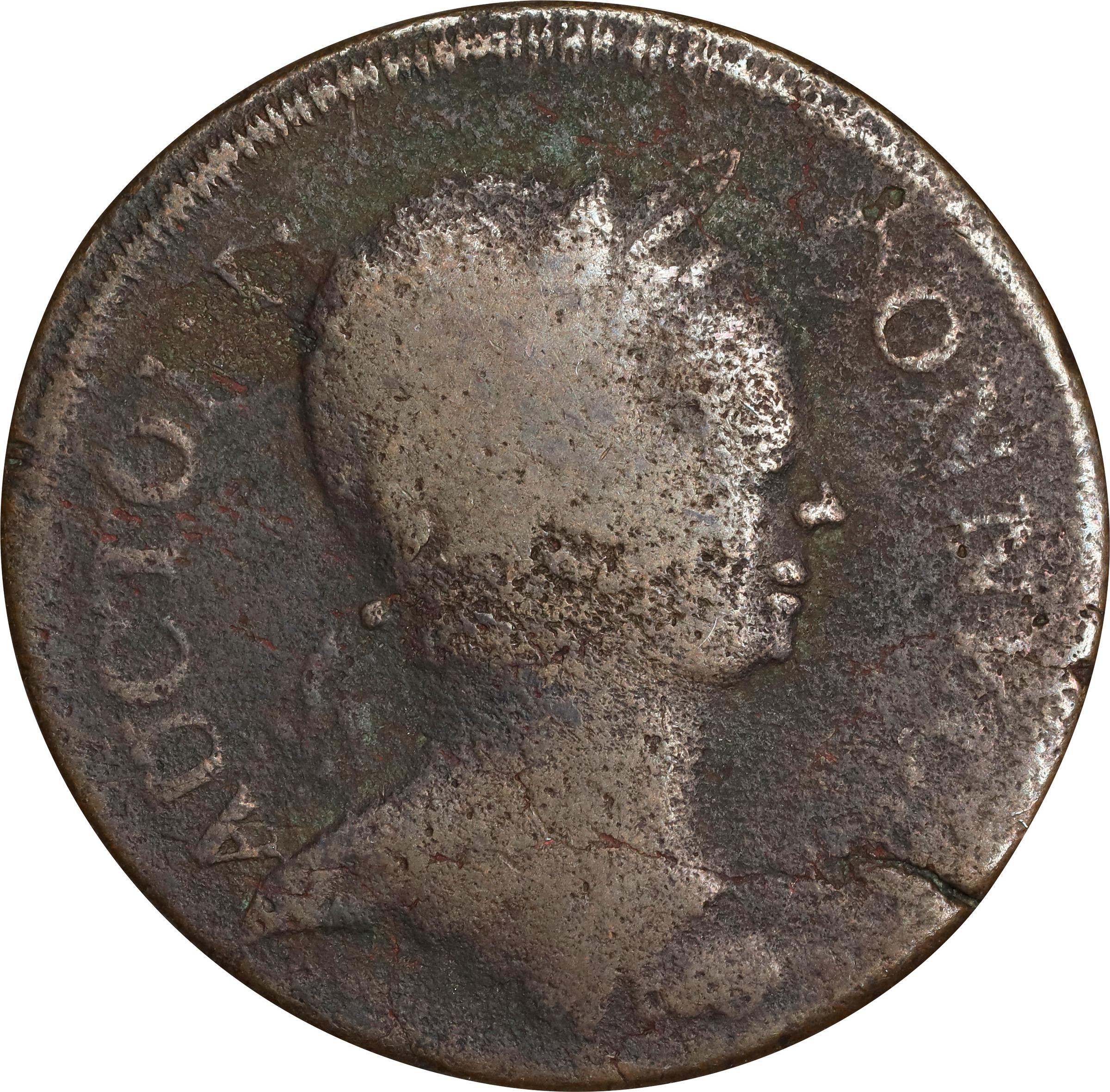 image for: 1785 Connecticut Copper. Miller 2-A.4, W-2310. Rarity-5. Bust Right, Roman Head. Very Good.