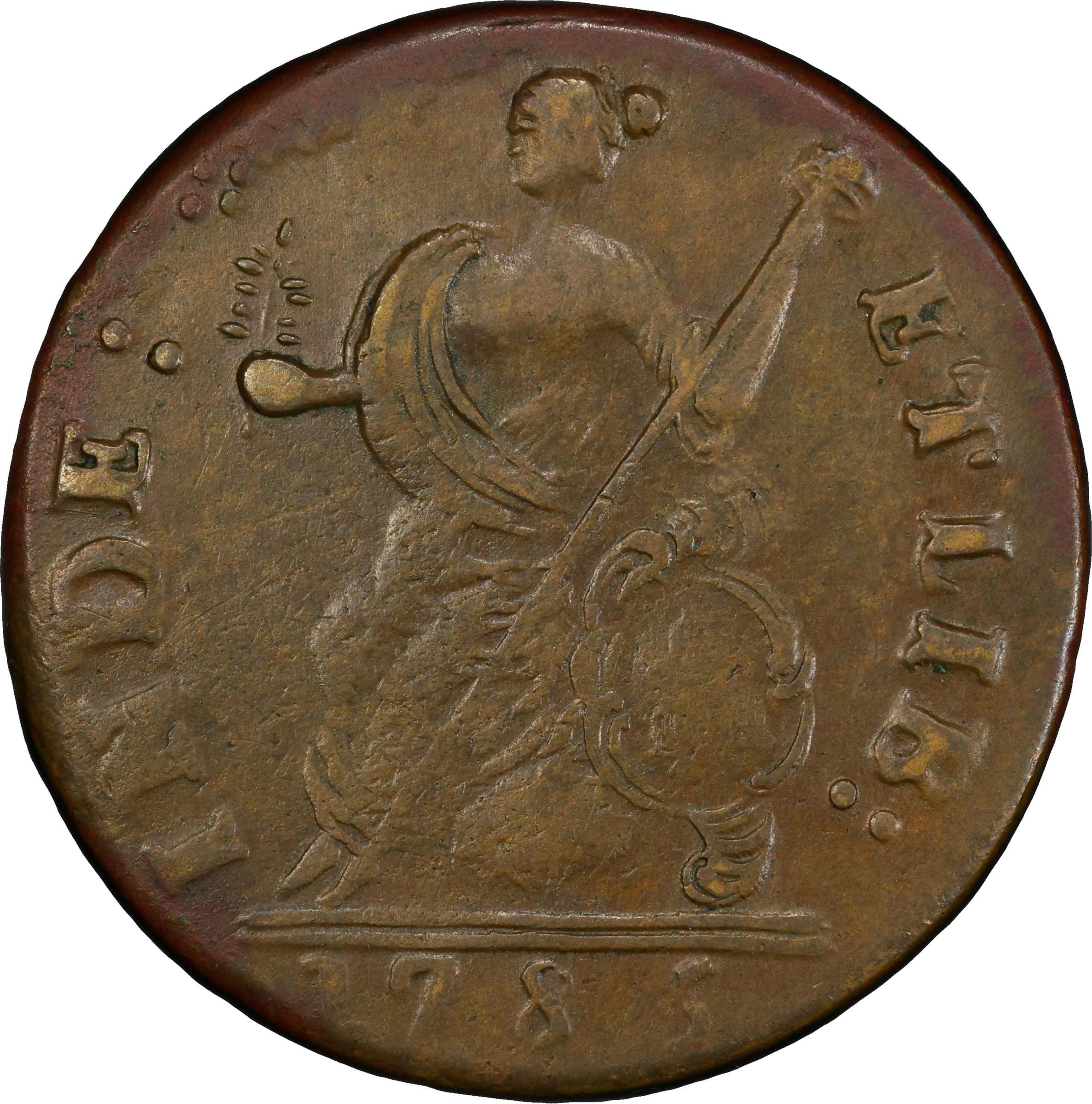 image for: 1785 Connecticut Copper. Miller 8-D, W-2455. Rarity-5+. Bust Left. VF-35 (PCGS).