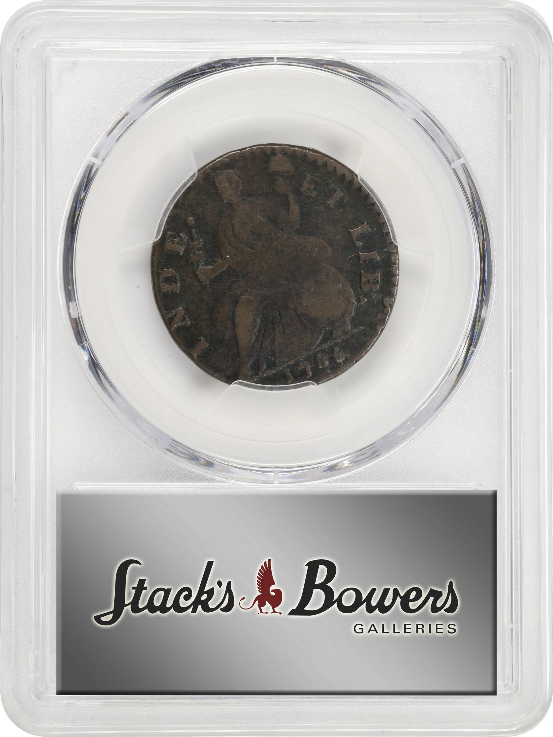image for: 1786 Connecticut Copper. Miller 3-D.1, W-2510. Rarity-5-. Mailed Bust Right, Scholar's Head. Fine-15 (PCGS).