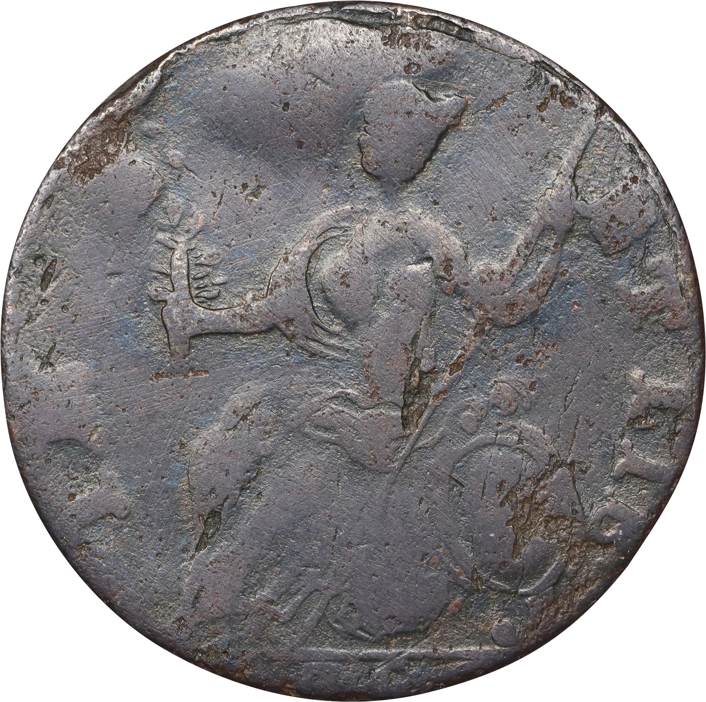 image for: 1786 Connecticut Copper. Miller 5.2-O.2, W-2560. Rarity-5+. Mailed Bust Left. Very Good, Environmental Damage.