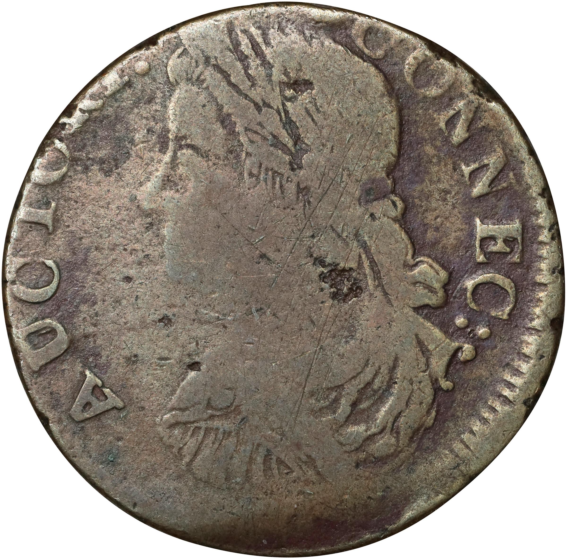 image for: 1786 Connecticut Copper. Miller 6-K, W-2690. Rarity-5. Draped Bust Left. Very Good.