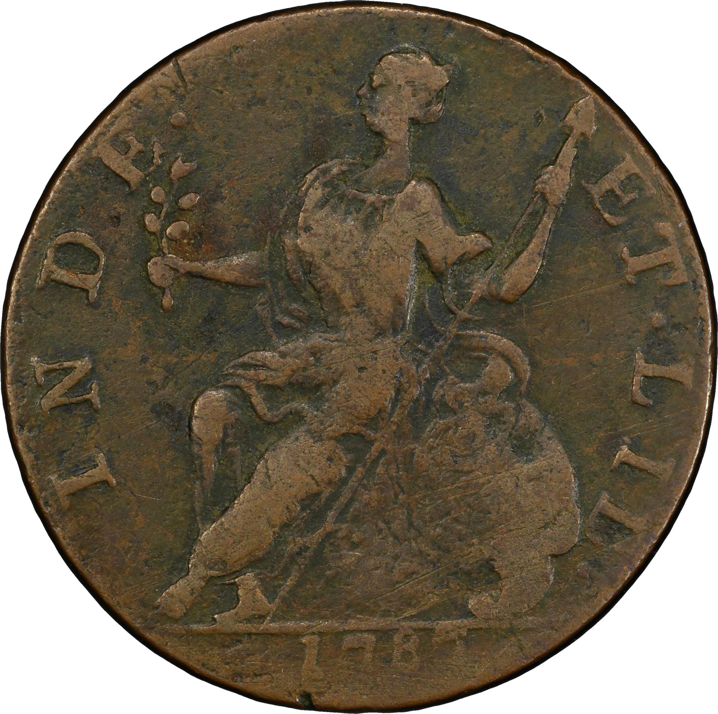 image for: 1787 Connecticut Copper. Miller 4-L, W-2810. Rarity-1. Mailed Bust Left, Horned Bust. VF-30 (PCGS).