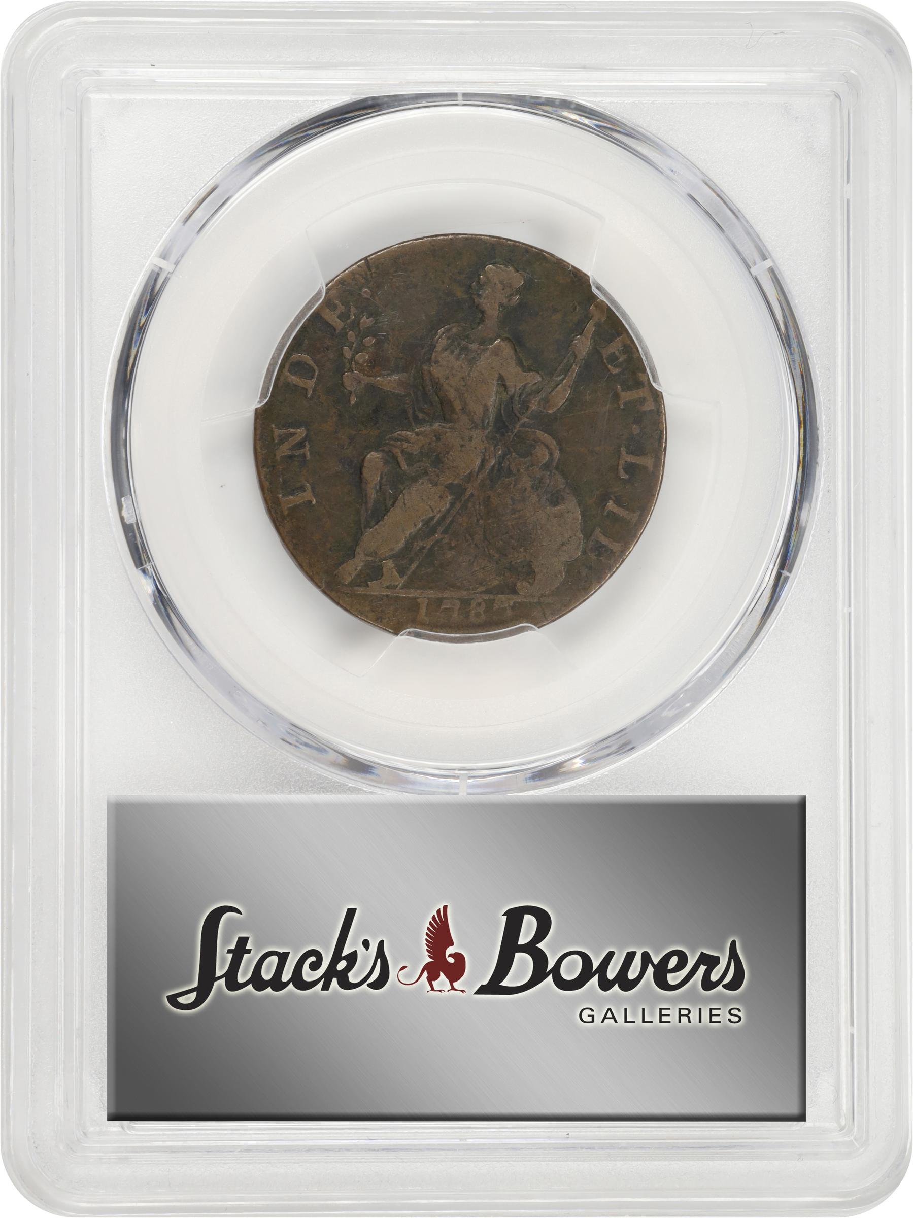 image for: 1787 Connecticut Copper. Miller 4-L, W-2810. Rarity-1. Mailed Bust Left, Horned Bust. VF-30 (PCGS).