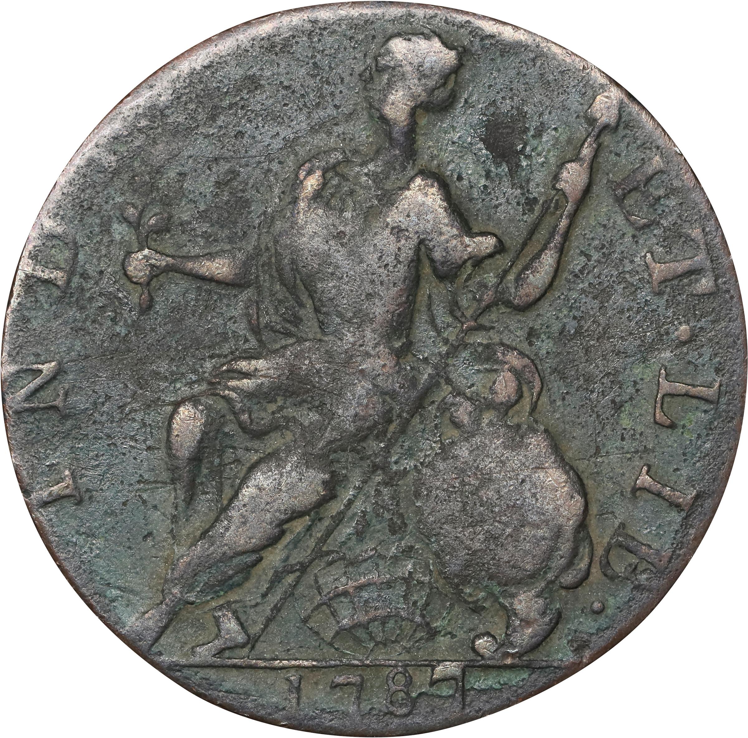 image for: 1787 Connecticut Copper. Miller 4-L, W-2810. Rarity-1. Mailed Bust Left, Horned Bust. Very Fine, Corroded.