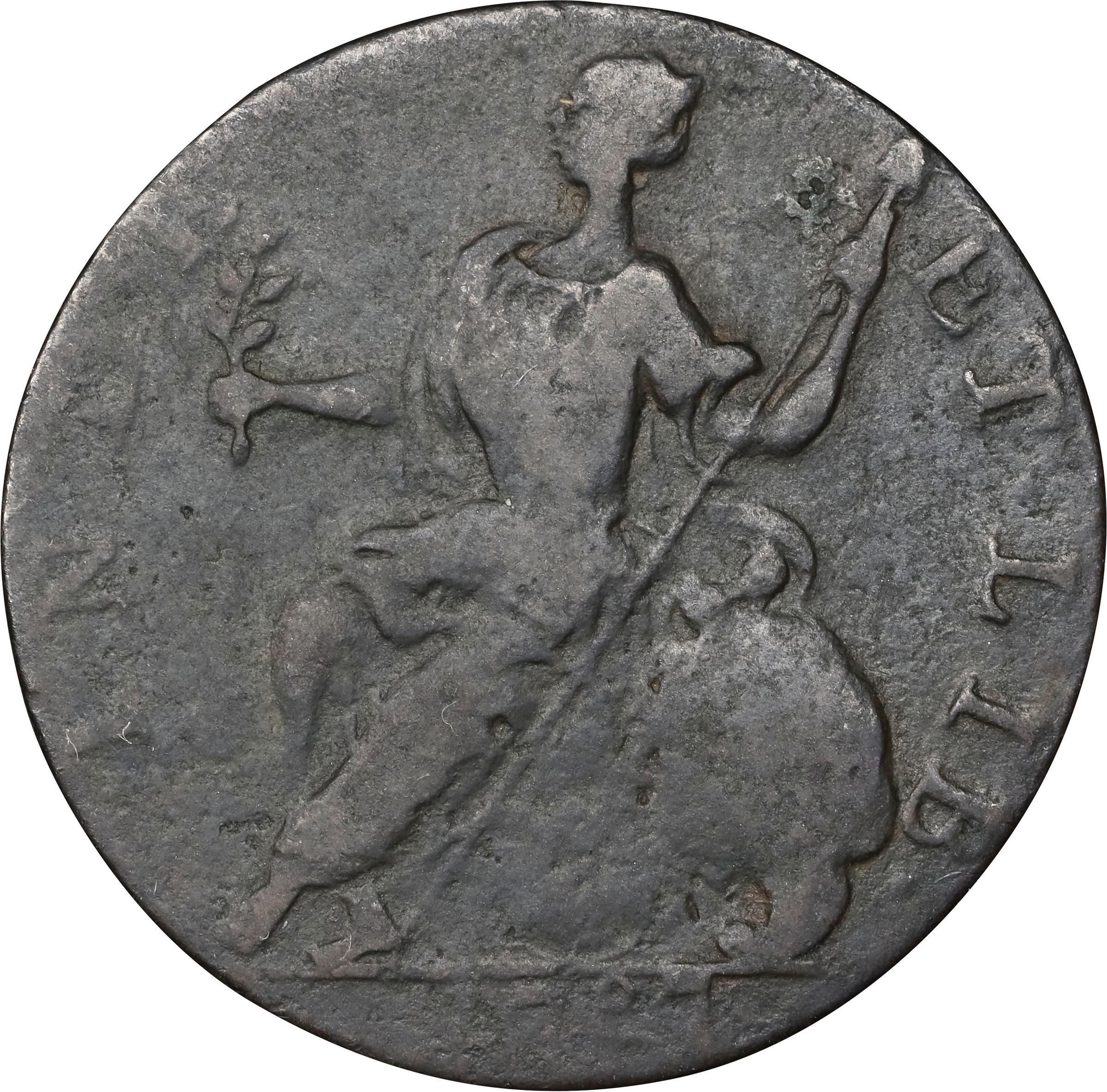 image for: 1787 Connecticut Copper. Miller 4-L, W-2810. Rarity-1. Mailed Bust Left, Horned Bust. Fine, Porous.