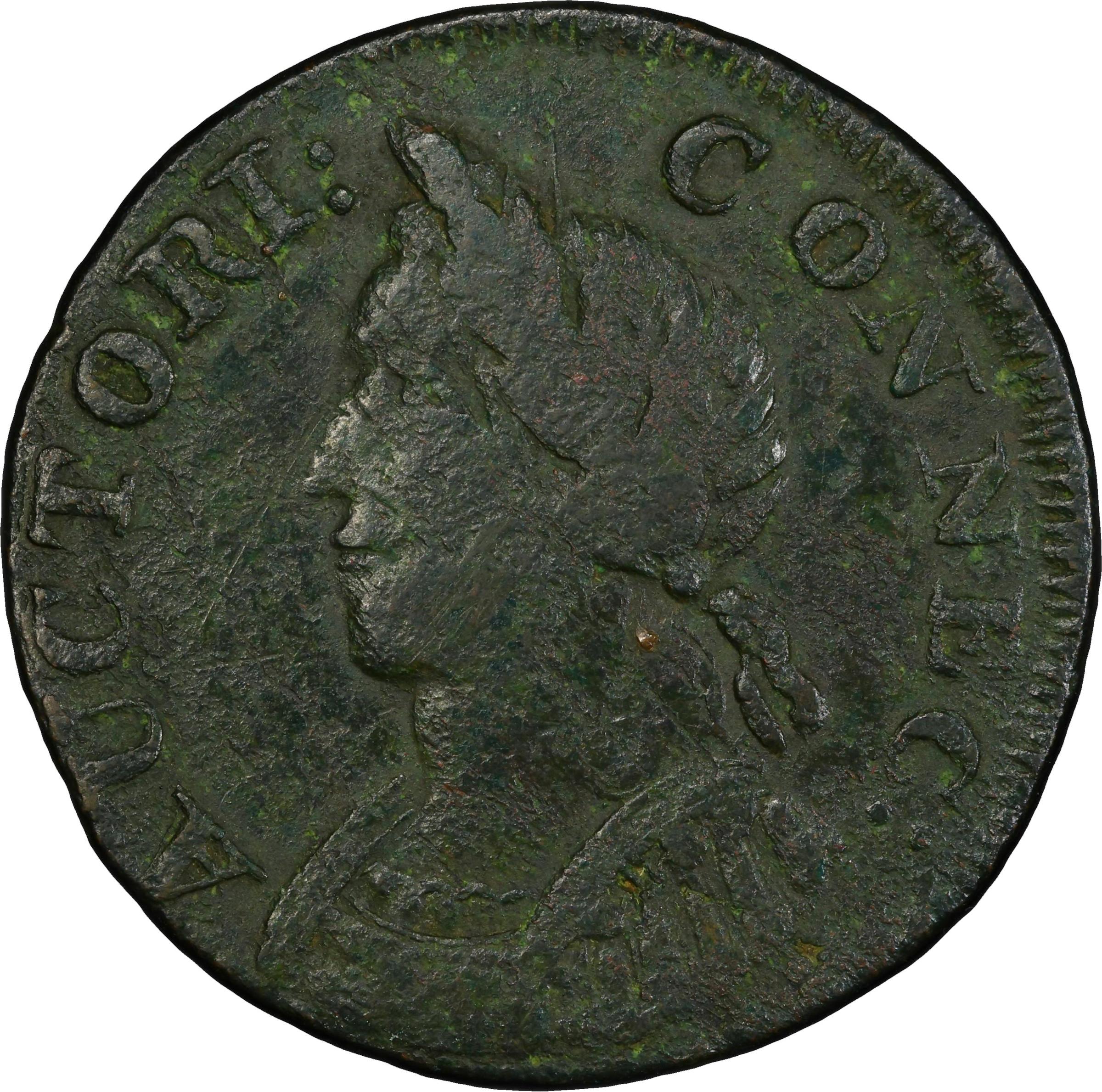 image for: 1787 Connecticut Copper. Miller 7-I, W-2830. Rarity-5+. Mailed Bust Left, Hercules Head. VF Details--Environmental Damage (PCGS).