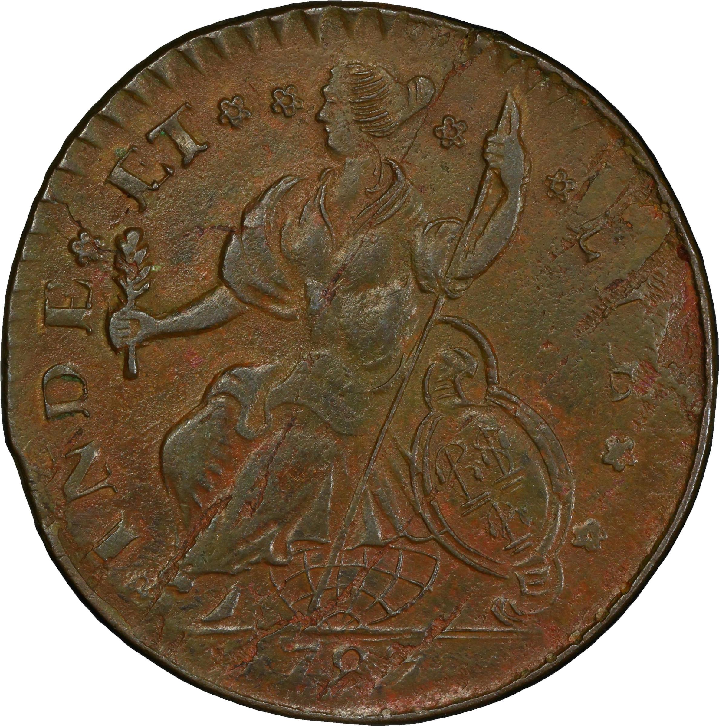 image for: 1787 Connecticut Copper. Miller 15-F, W-2900. Rarity-3. Mailed Bust Left, CONNECT. AU-58 (PCGS).