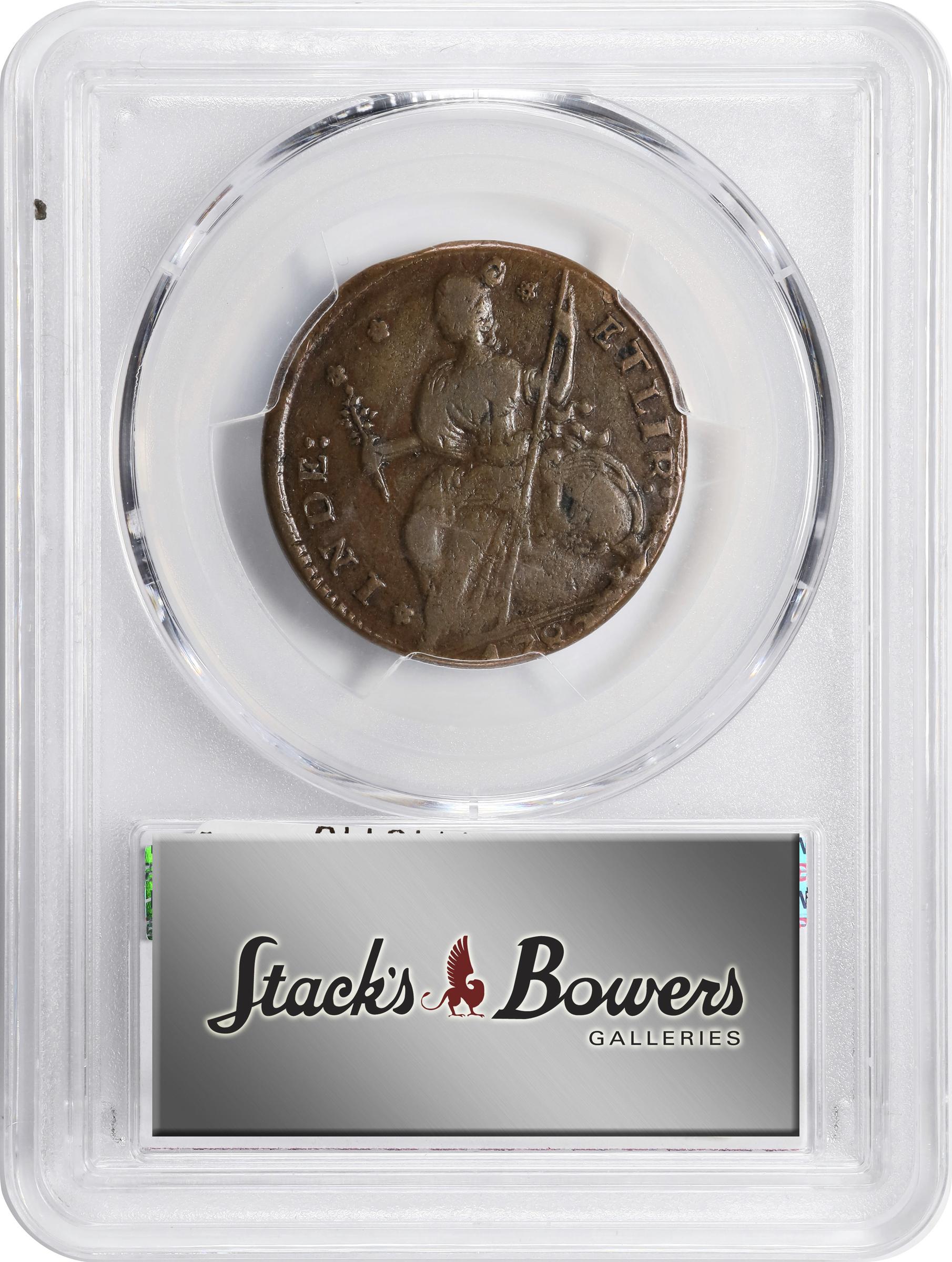 image for: 1787 Connecticut Copper. Miller 33.17-gg.2, W-3635. Rarity-5. Draped Bust Left, ETLIR. VF-25 (PCGS).