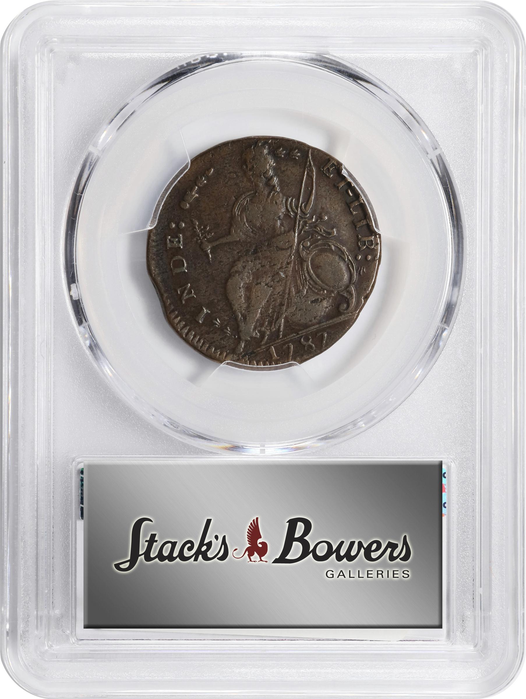 image for: 1787 Connecticut Copper. Miller 38-l.2, W-4200. Rarity-4. Draped Bust Left, AUCIORI. EF-40 (PCGS).