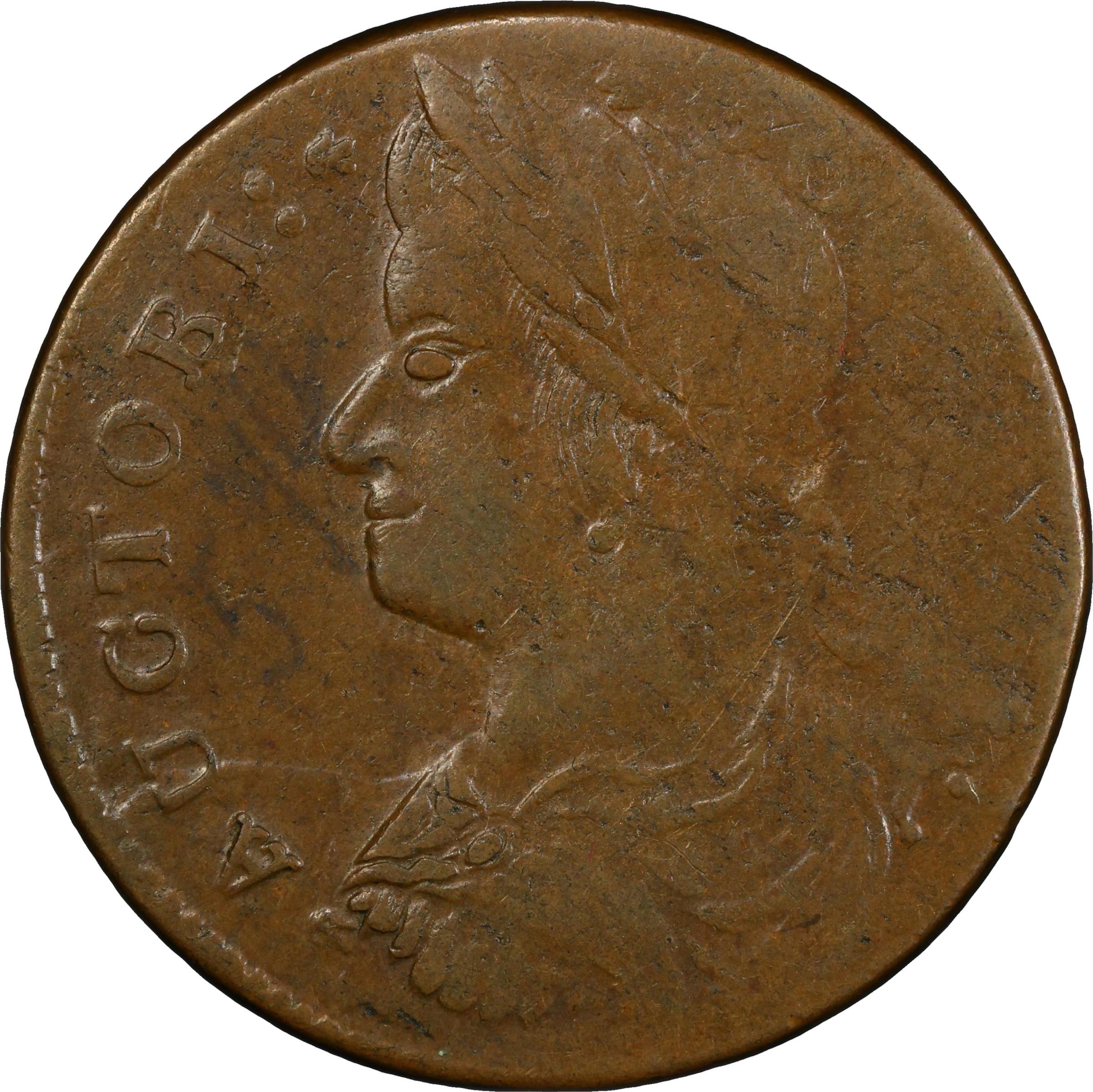 image for: 1787 Connecticut Copper. Miller 39.2-ee, W-4220. Rarity-5-. Draped Bust Left, AUCTOBI / ETLIR. EF-40 (PCGS).