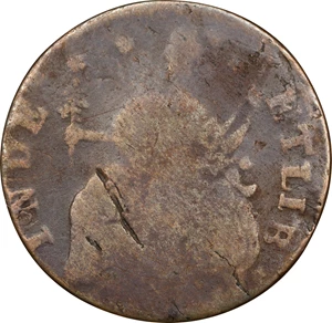 image for: 1787 Connecticut Copper. Miller 40-N, W-4225. Rarity-6. Draped Bust Left, AUCTOPI. Good.