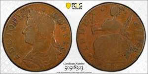 image for: 1787 Connecticut Copper. Miller 41-ii, W-4235. Rarity-4. Draped Bust Left, AUCTOPI / ETIIB. VF-35 (PCGS).