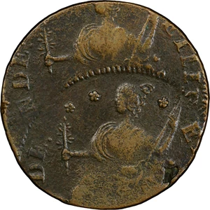 image for: 1787 Connecticut Copper. Miller 42-kk.2, W-4245. Rarity-5-. Draped Bust Left, AUCTOPI. Double Struck. VF-25 (PCGS).