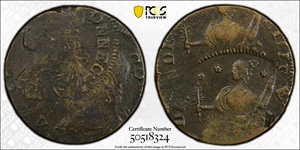 image for: 1787 Connecticut Copper. Miller 42-kk.2, W-4245. Rarity-5-. Draped Bust Left, AUCTOPI. Double Struck. VF-25 (PCGS).